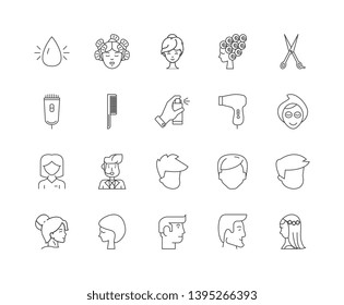 Hair salon line icons, signs, vector set, outline illustration concept 