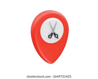 Hair Salon Location Pin icon 3d. Barber shop location icon 3d illustration