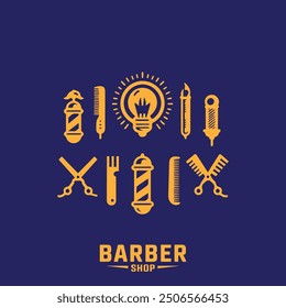 Logotipo de peluquería. Peluquería, estilo retro y vintage, diseño.