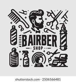 Logotipo de peluquería. Peluquería, estilo retro y vintage, diseño.