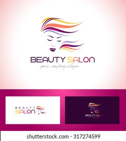 Hair Salon Logo. Beauty Female Face Logo Design.Cosmetic salon logo design. 