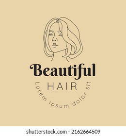 hair salon logo beauty women line art with short hair elegant look hair salon makeup business