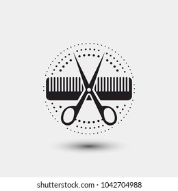 Hair salon logo scissors comb vector illustration