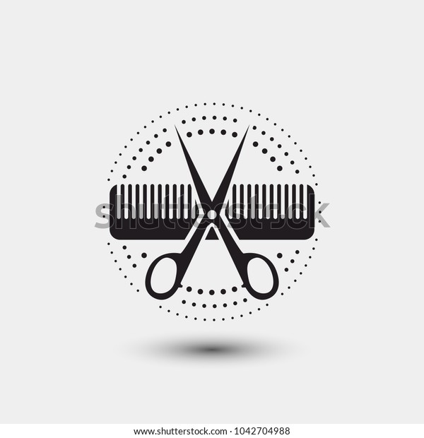 Hair salon\
logo scissors comb vector\
illustration