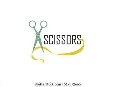 Hair salon logo with scissors. Scissors vector logo design. Vector illustration.