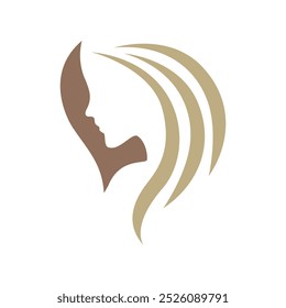 hair salon Logo a silhouette long hair woman design vector illustration