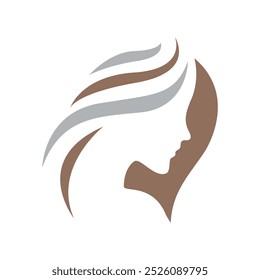 hair salon Logo a silhouette long hair woman design vector illustration