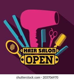 Hair Salon Over Purple Background,vector Illustration