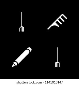 hair salon, rake, rake and pencil icons set. Vector graphic design for web and application