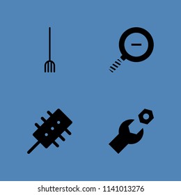 hair salon, rake, wrench and zoom out icons set. Vector graphic design for web and application