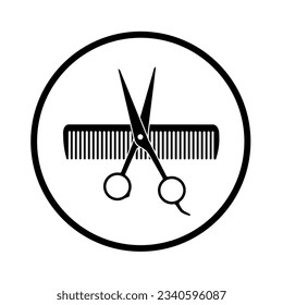 Hair salon with scissors and comb