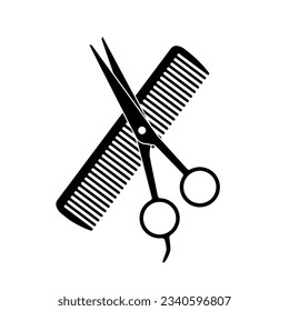 Hair salon with scissors and comb