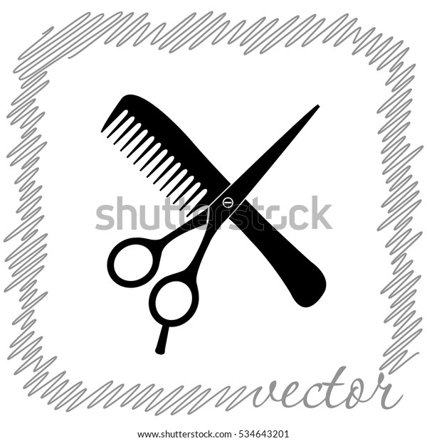 Hair Salon Scissors Comb Black Vector Stock Vector Royalty Free