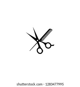 hair salon with scissors and comb icon