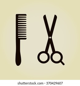 hair salon with scissors and comb icon - vector illustration 