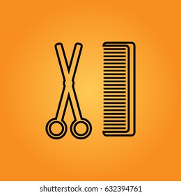 hair salon with scissors and comb icon