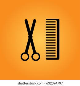 hair salon with scissors and comb icon