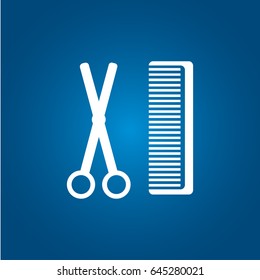 hair salon with scissors and comb icon