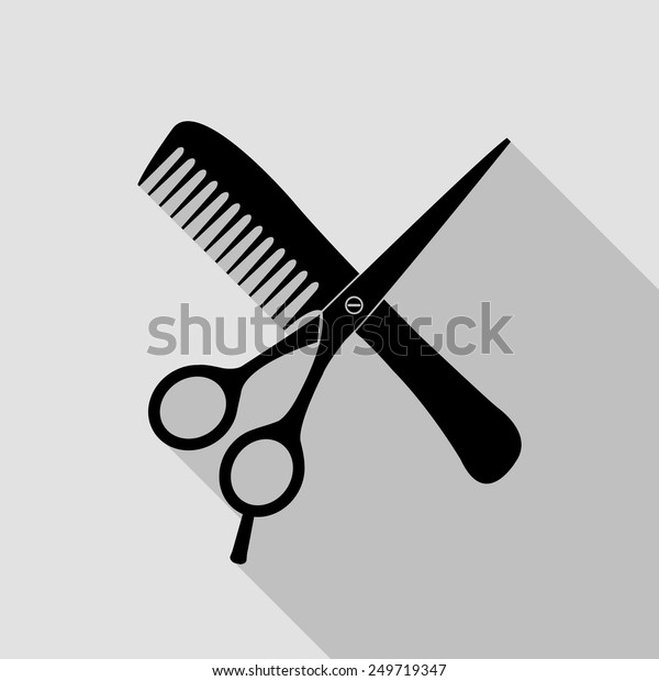 Hair Salon Scissors Comb Icon Black Stock Vector Royalty Free