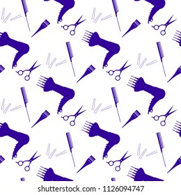 Hair salon seamless pattern, hairdresser background, barber shop wallpaper. Vector illustration 