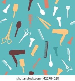 Hair salon seamless pattern. Vector  illustration. Objects. Silhouettes.