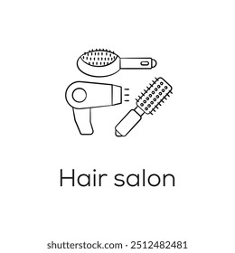 Hair Salon and services vector line icon