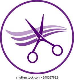 Hair Salon Sign With Pink Scissors And Hairdresser Comb