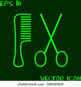 hair salon sign with scissors contour