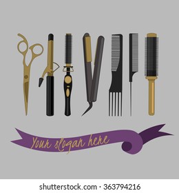 Hair salon silhouette icons