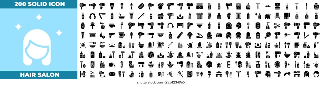 Hair Salon Solid Editable Icons set.