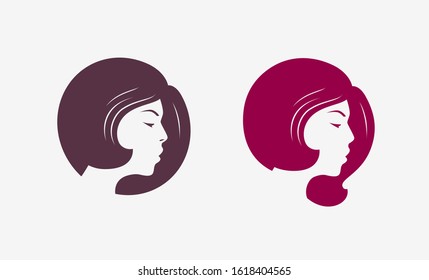 Hair salon or Spa logo. Abstract portrait of a beautiful girl vector
