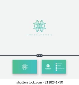 hair salon studio logo feminine outline modern blue