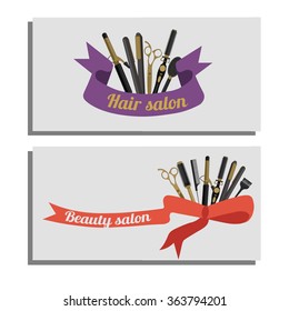 Hair salon. Vector set of visit card.