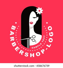 Hair salon with woman. Logo