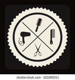 Hair saloon design over black background, vector illustration