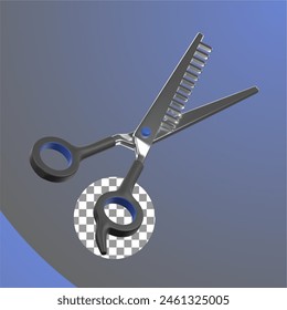 Hair Scissors in 3d Illustration of Barbershop Theme