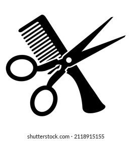 Haarschere und Kamm, Friseursymbol, Schönheitszeichen