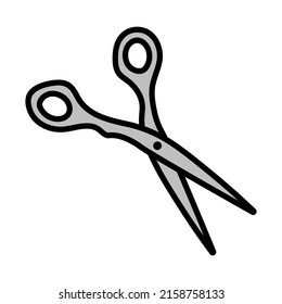 Hair Scissors Icon. Editable Bold Outline With Color Fill Design. Vector Illustration.