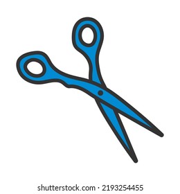 Hair Scissors Icon. Editable Bold Outline With Color Fill Design. Vector Illustration.