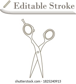 Hair Scissors Icon. Editable Stroke Simple Design. Vector Illustration.