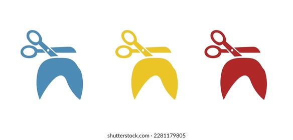 hair and scissors icon on white background, vector illustration