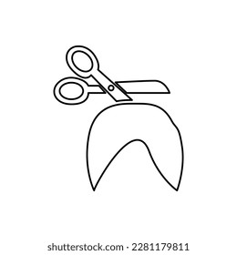 hair and scissors icon on white background, vector illustration