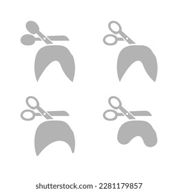 hair and scissors icon on white background, vector illustration