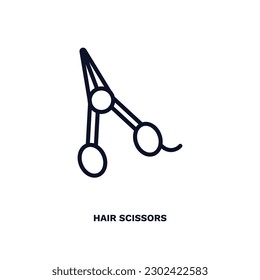 hair scissors icon. Thin line hair scissors icon from beauty and elegance collection. Outline vector isolated on white background. Editable hair scissors symbol can be used web and mobile