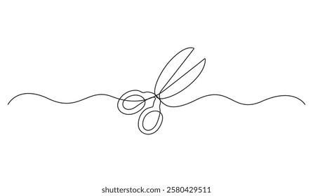 Hair scissors of one continuous line drawing vector illustration