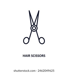 hair scissors outline icon.  Thin line icon from beauty collection. Editable vector isolated on white background