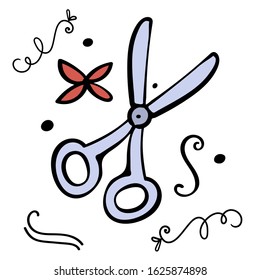 Hair Scissors  Vector illustration on transparent backgrounds. Cartoon illustration vector.