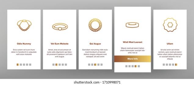 Hair Scrunchies Bands Onboarding Icons Set Vector. Hair Scrunches Headband Fabric Elastic Accessory Decorated Bow And Flower Illustrations