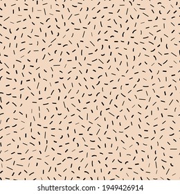 Hair Seamless Pattern Texture. Fur Black Hair Handdrawn Line Vector Abstract Background