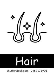 Hair set icon. Cut, cream, shampoo, trichology, moisturizing, shine, skin itching, volume, cream, nutrition, strengthening, split ends, salon procedures, fragility, neomorphism. Hair care concept.